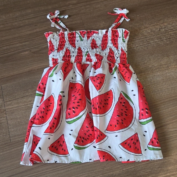 SHEIN Red Watermelon Print Kids Dress - Picture 1 of 3